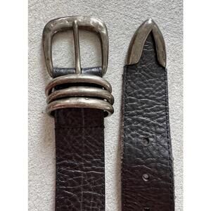 Medieval Armor Pebbled Genuine Cowhide Leather Belt / Hammered Gunmetal Detail